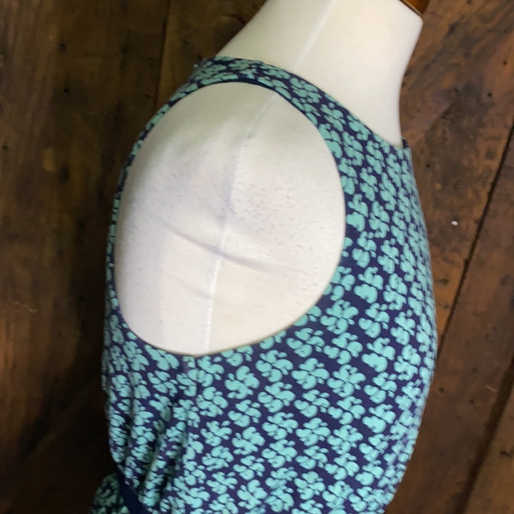 Loft petite MP blue dress with green design - Picture 5 of 8